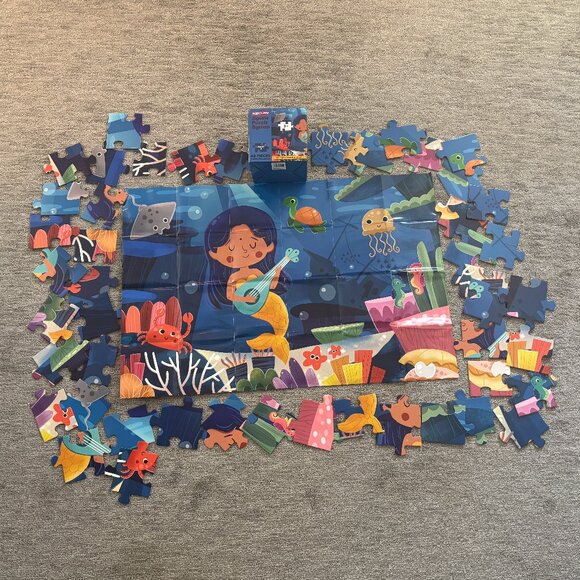 Mermaid Puzzle - Toddler Puzzle - 48 Pieces - Floor Puzzle - Ocean Animals - Picture 1 of 6